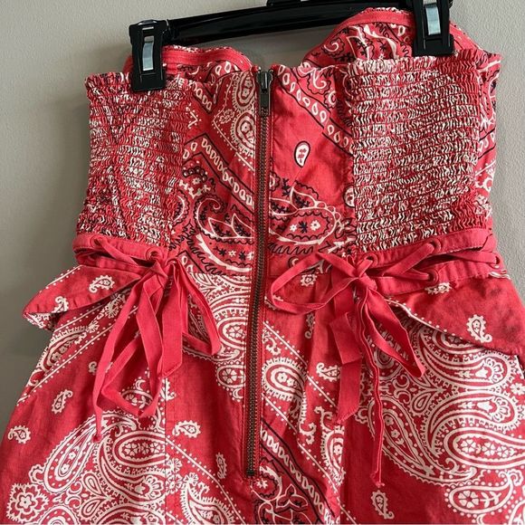 Anthro Holding Horses Women’s Red Bandana Paisley Strapless Midi Dress 0 - Picture 7 of 14